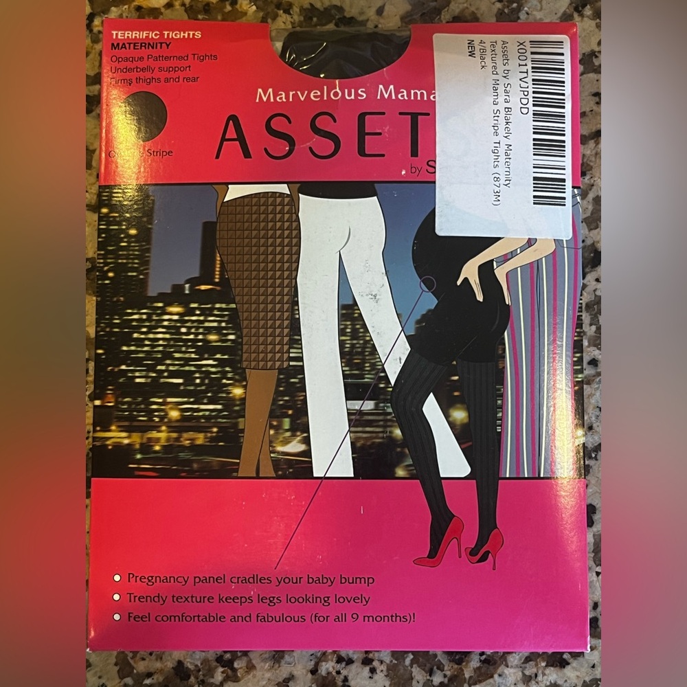 NWT Maternity SPANX Assets Marvelous Mama Lucky Leggings Black Stripe Size 4
